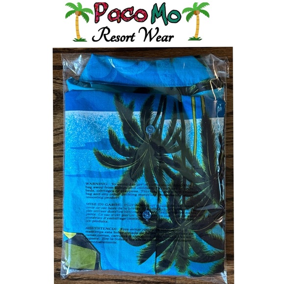 NEW Paco Mo Men’s Tropical Palm Hawaiian Shirt Size Medium - Picture 7 of 7